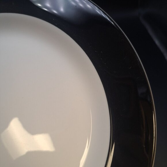 Syracuse China Syralite Black Rim Band Dinner Plate 10-3/4 Inches Stoneware - Picture 7 of 12
